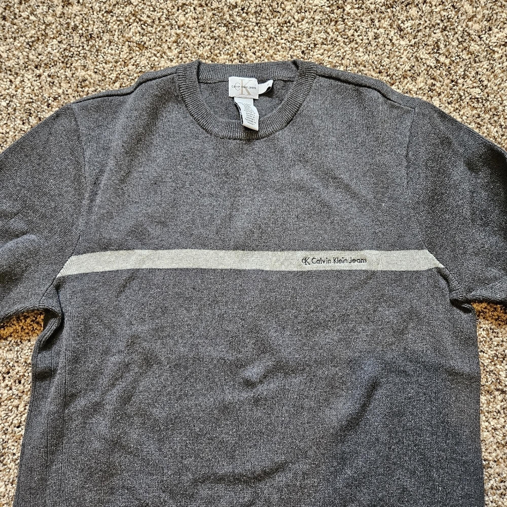Calvin Klein Jeans Dark Gray Crewneck Sweater Medium - Picture 3 of 6